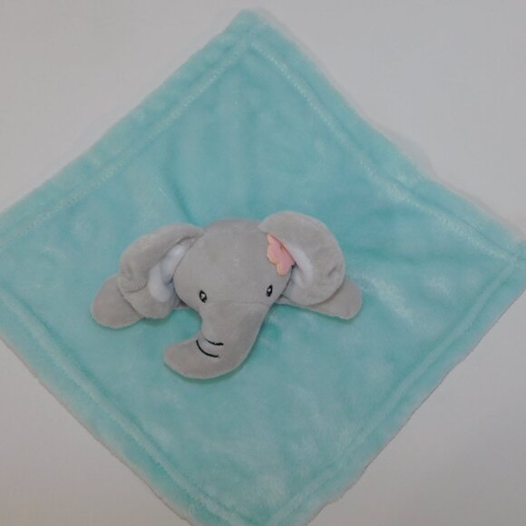 Nemcor Blue Aqua Gray plush Elephant Security blanket Baby lovey pink Flower - Picture 4 of 6